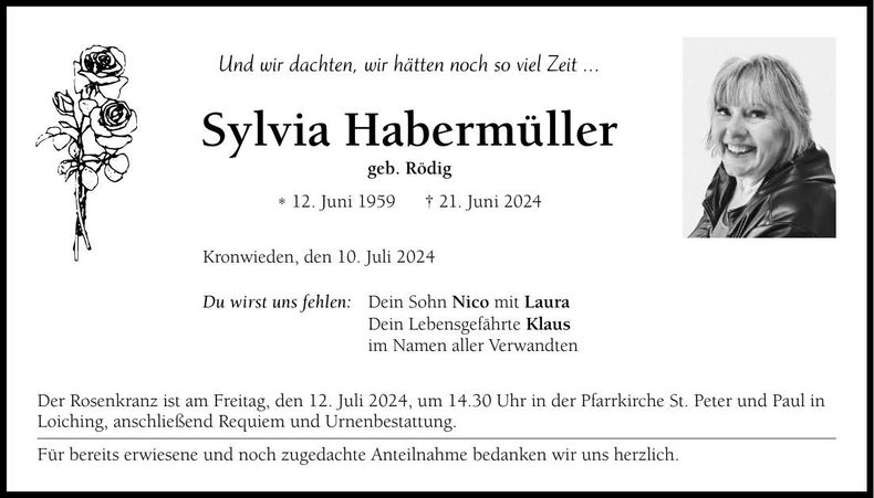 Traueranzeige Sylvia Habermüller