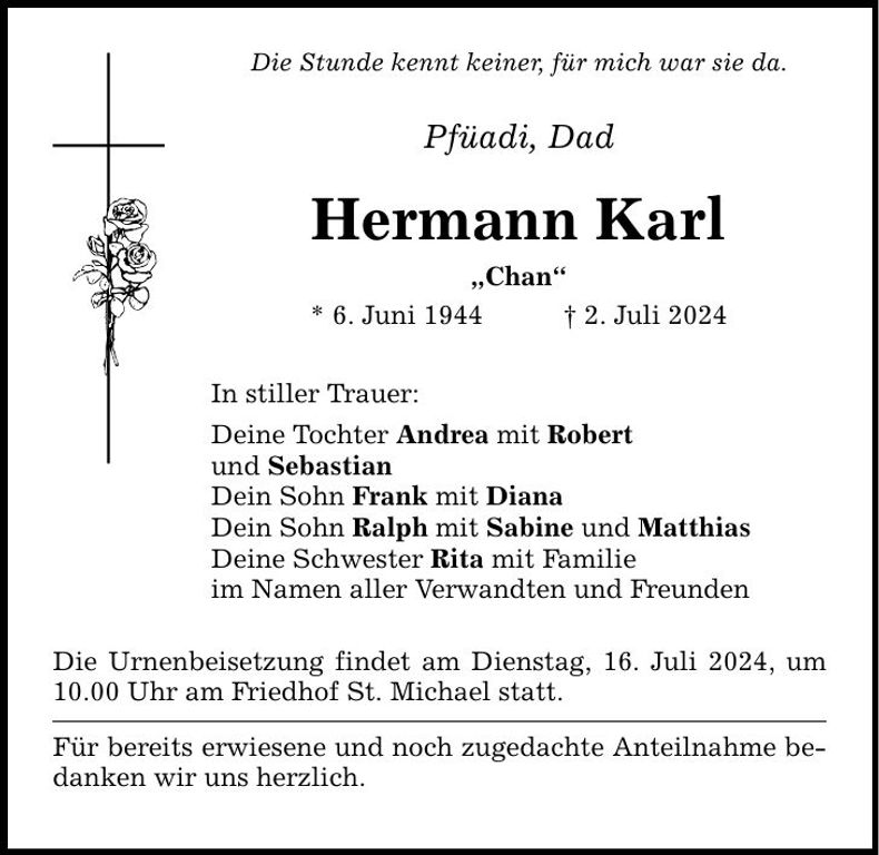 Traueranzeige Karl Hermann