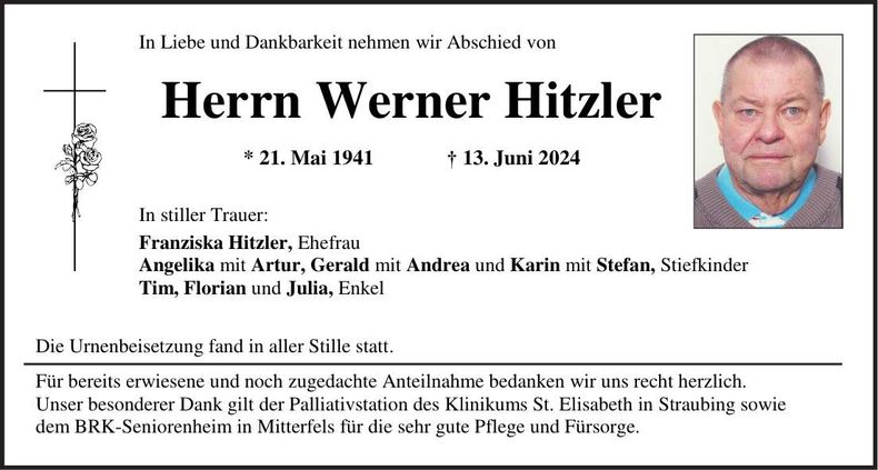 Traueranzeige Werner Hitzler