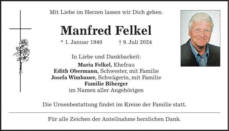 Traueranzeige Manfred Felkel