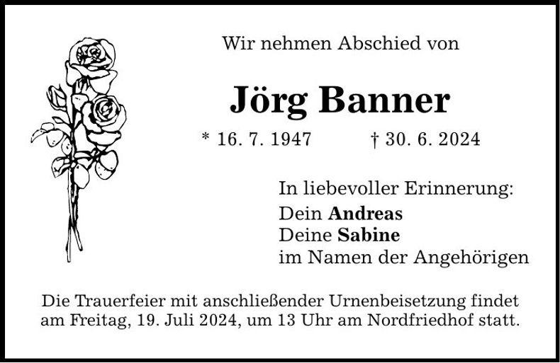 Traueranzeige Jörg Banner