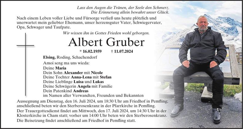 Traueranzeige Albert Gruber