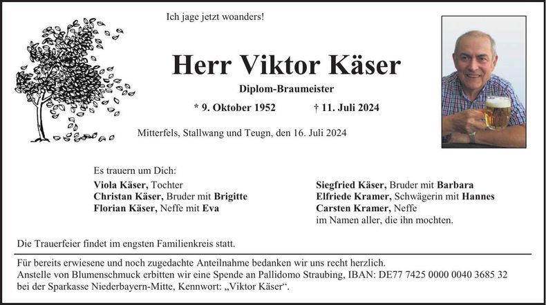 Traueranzeige Viktor Käser