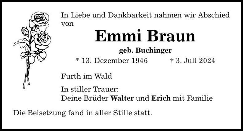Traueranzeige Emmi Braun