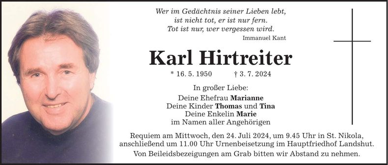Traueranzeige Karl Hirtreiter