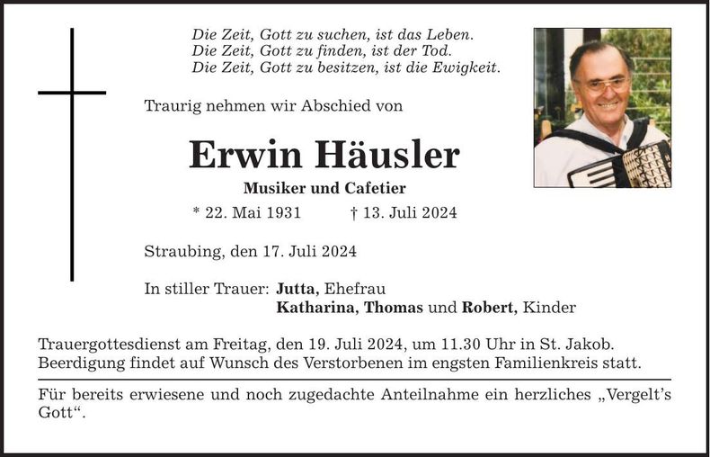 Traueranzeige Erwin Häusler