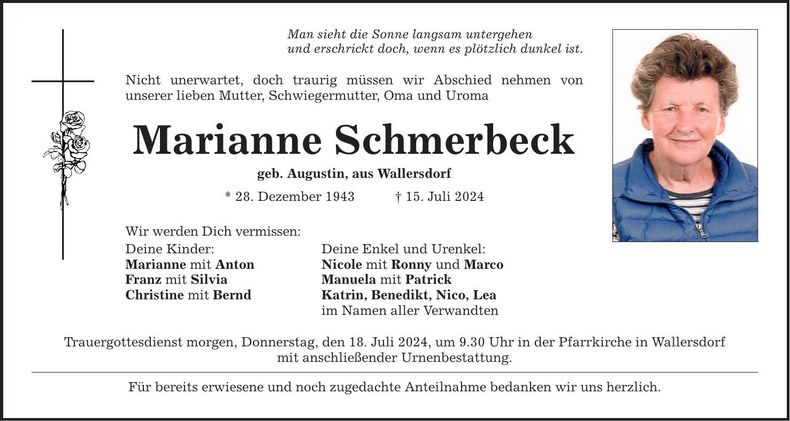 Traueranzeige Marianne Schmerbeck