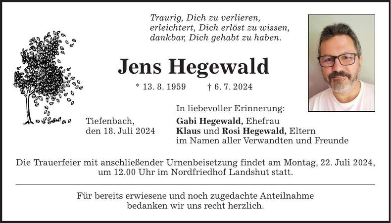 Traueranzeige Jens Hegewald