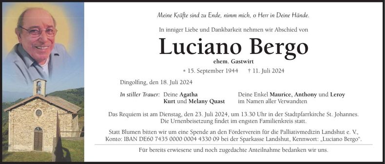 Traueranzeige Luciano Bergo