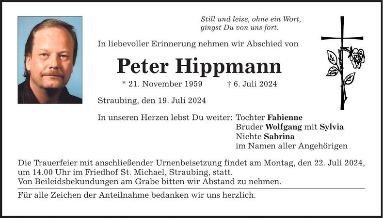 Traueranzeige Peter Hippmann