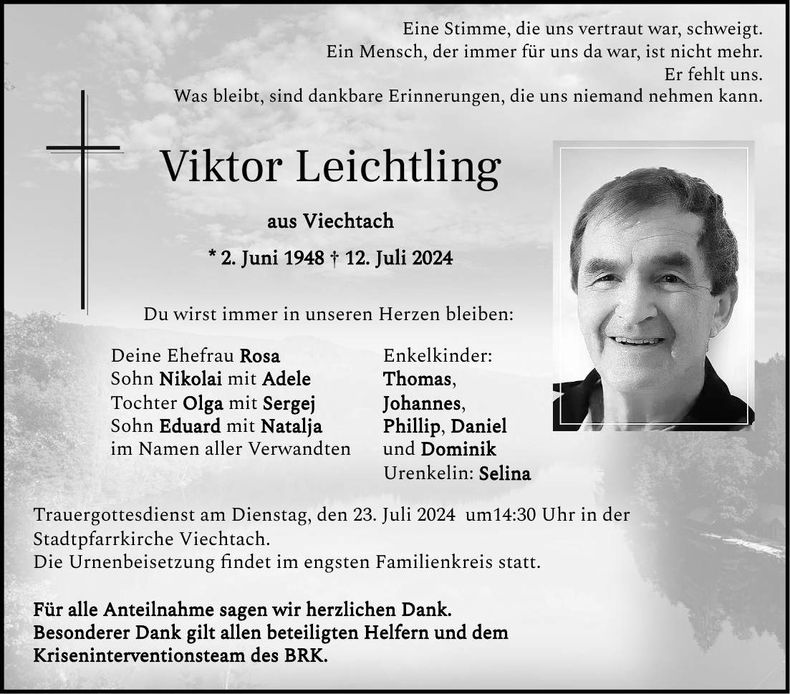 Traueranzeige Viktor Leichtling