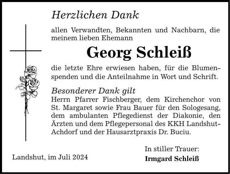 Traueranzeige Georg Schleiß