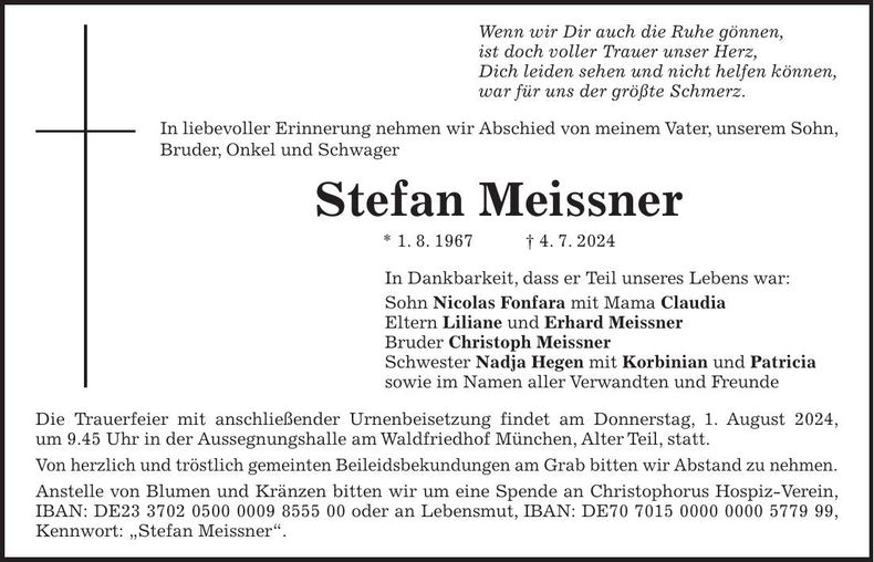 Traueranzeige Stefan Meissner