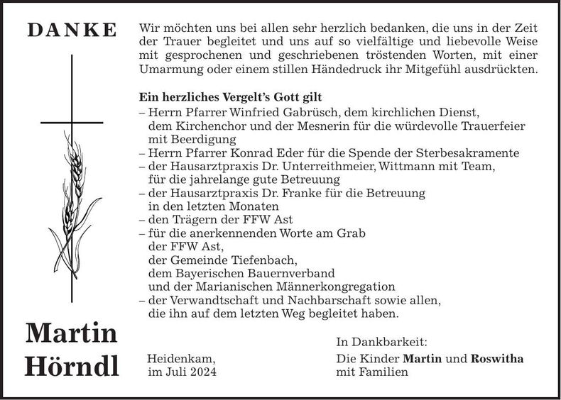 Traueranzeige Martin Hörndl
