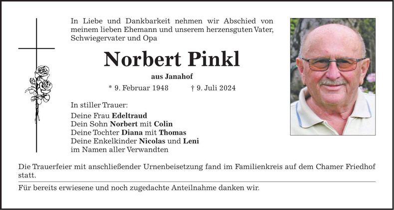 Traueranzeige Norbert Pinkl