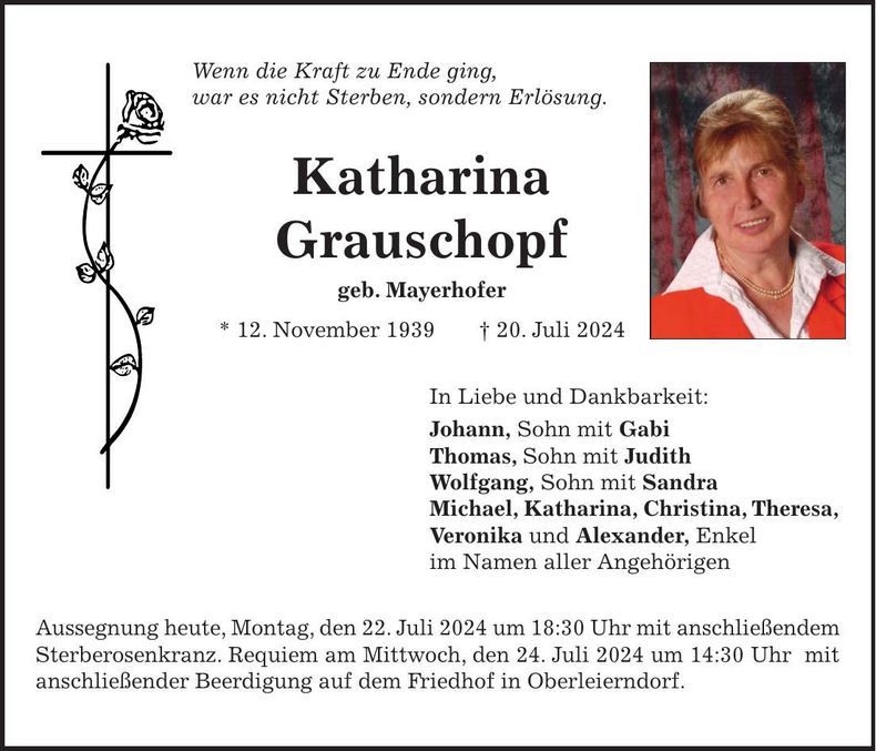 Traueranzeige Katharina Grauschopf