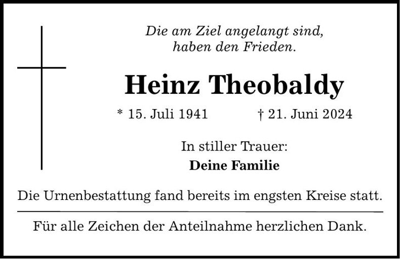 Traueranzeige Heinz Theobaldy