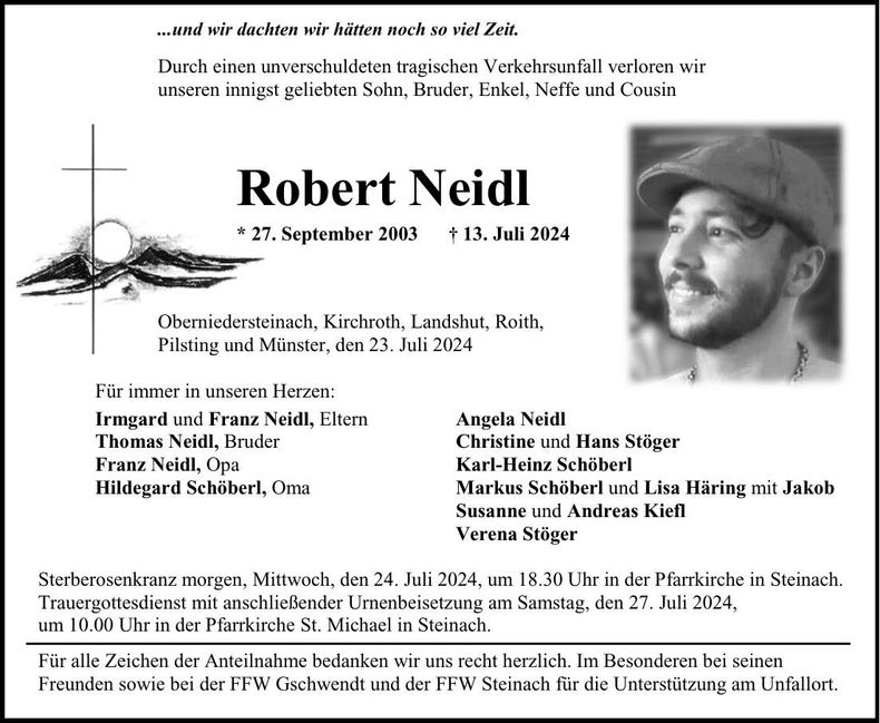 Traueranzeige Robert Neidl