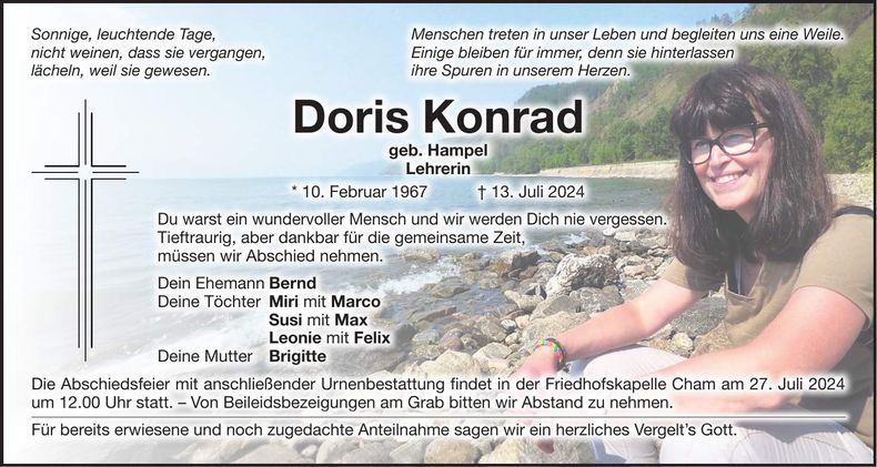 Traueranzeige Doris Konrad