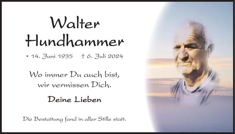 Traueranzeige Walter Hundhammer