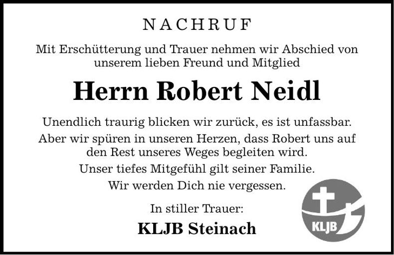 Traueranzeige Robert Neidl