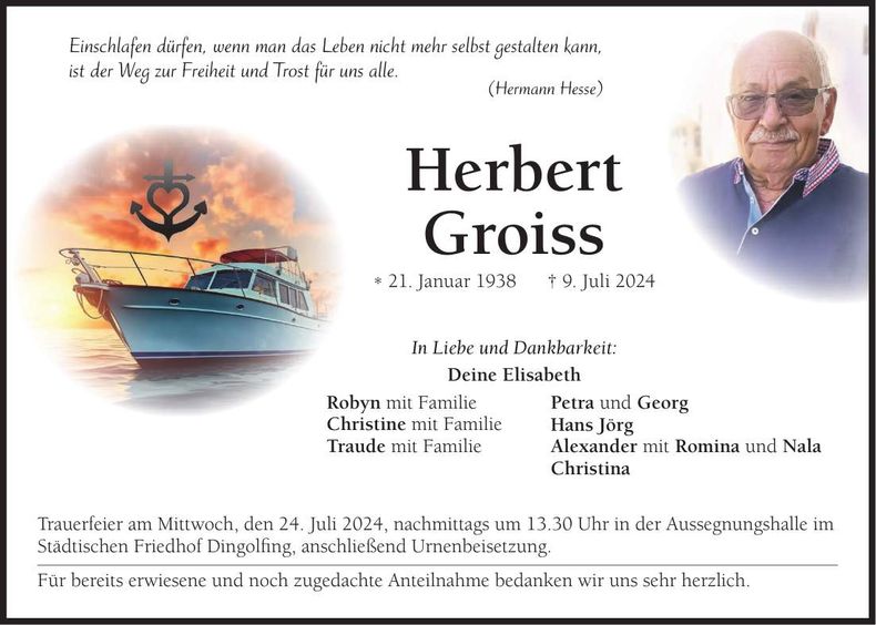 Traueranzeige Herbert Groiss