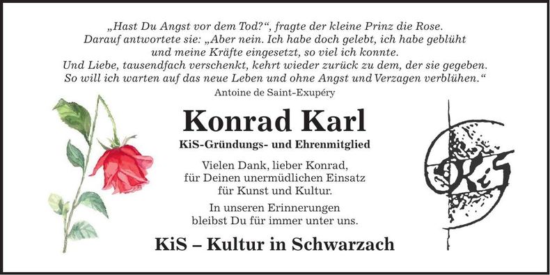 Traueranzeige Konrad Karl