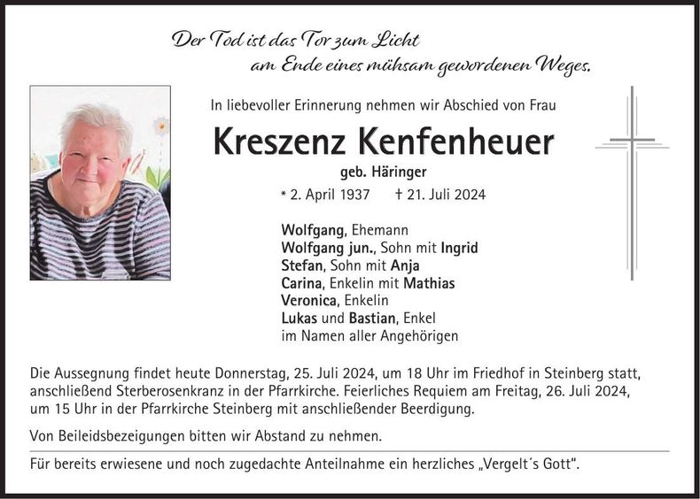 Traueranzeige Kreszens Kenfenheuer
