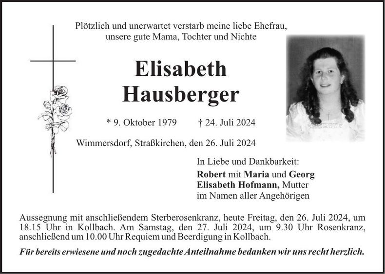 Traueranzeige Elisabeth Hausberger
