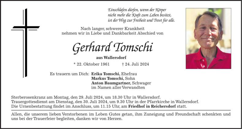Traueranzeige Gerhard Tomschi