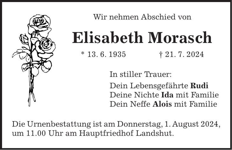 Traueranzeige Elisabeth Morasch