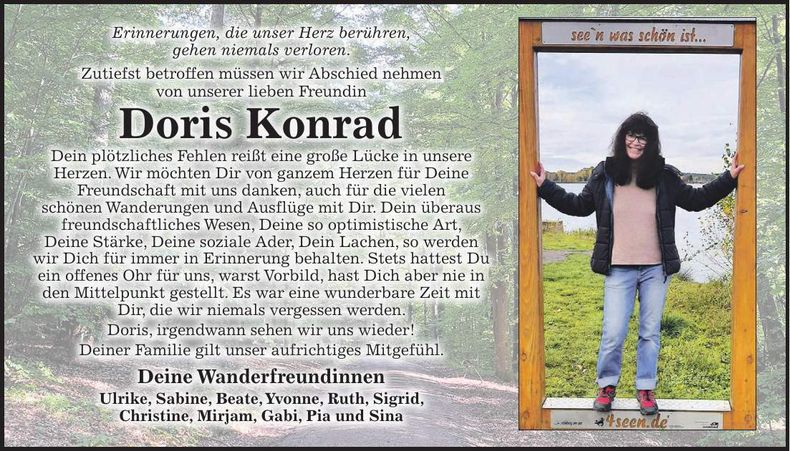 Traueranzeige Doris Konrad