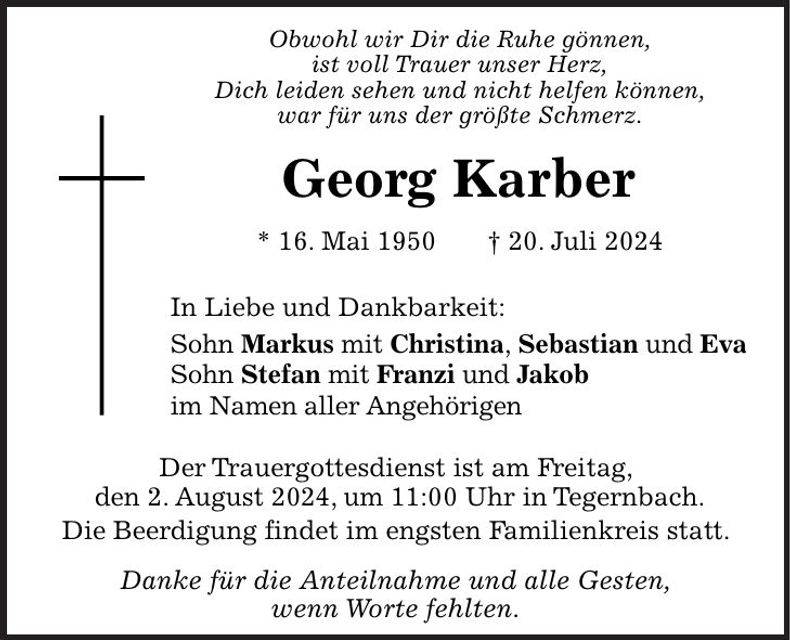 Traueranzeige Georg Karber