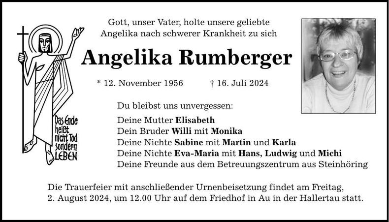 Traueranzeige Angelika Rumberger