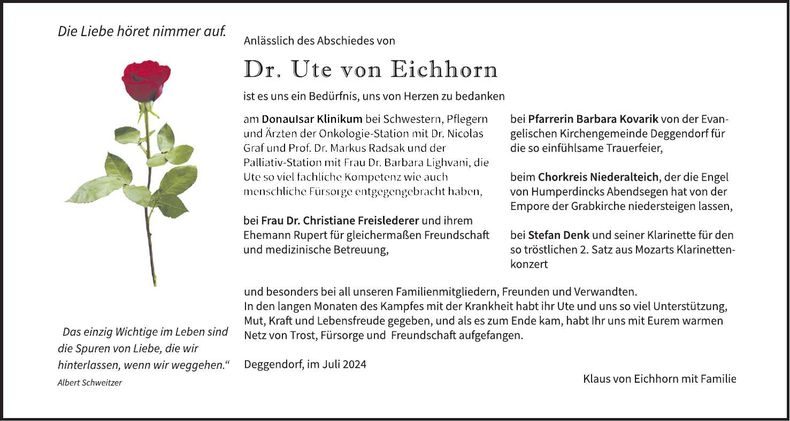 Traueranzeige Ute von Eichhorn