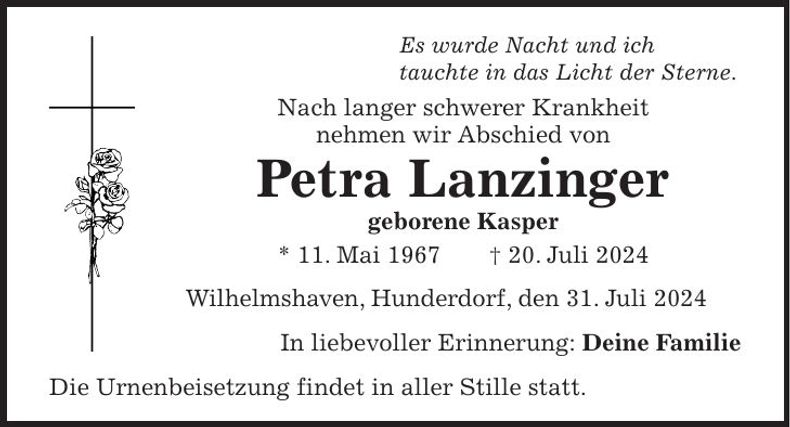 Traueranzeige Petra Lanzinger