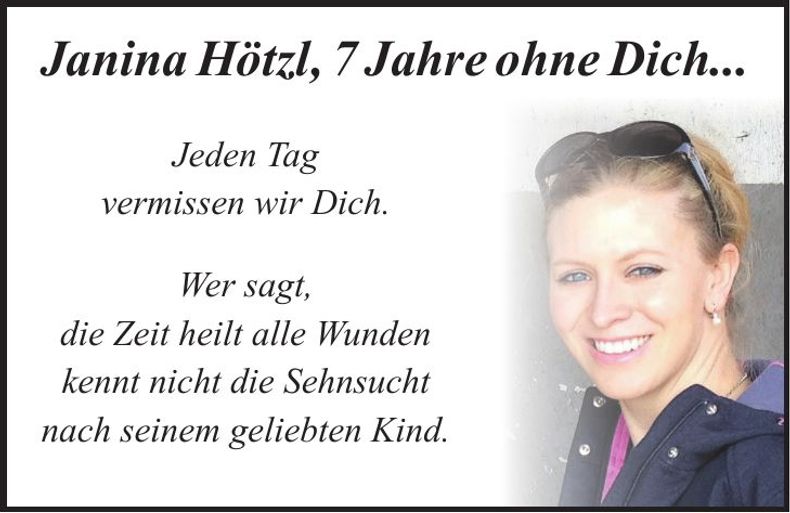 Traueranzeige Janina Hötzl