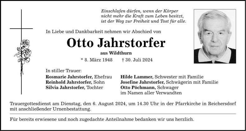 Traueranzeige Otto Jahrstorfer