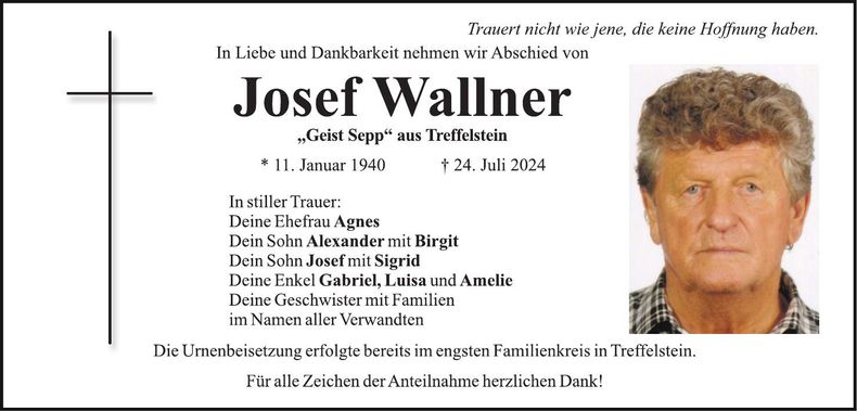 Traueranzeige Josef Wallner