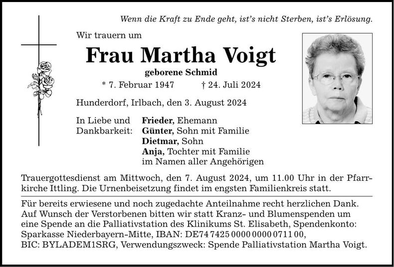 Traueranzeige Martha Voigt