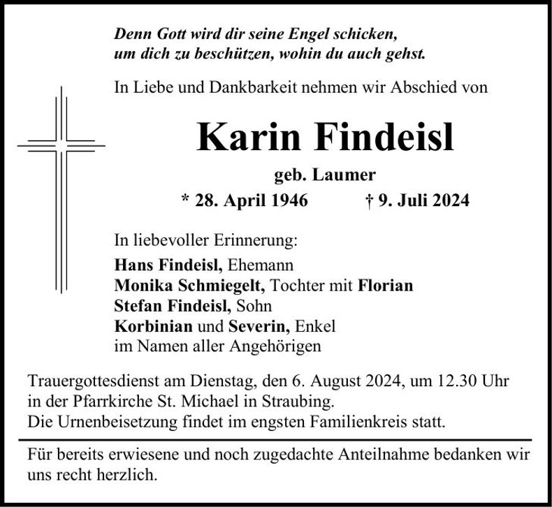 Traueranzeige Karin Findeisl
