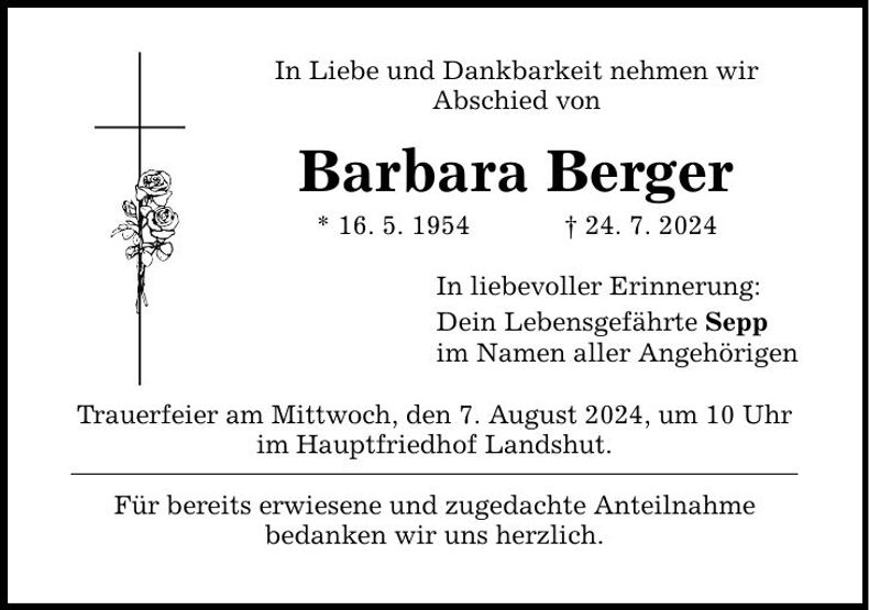 Traueranzeige Barbara Berger