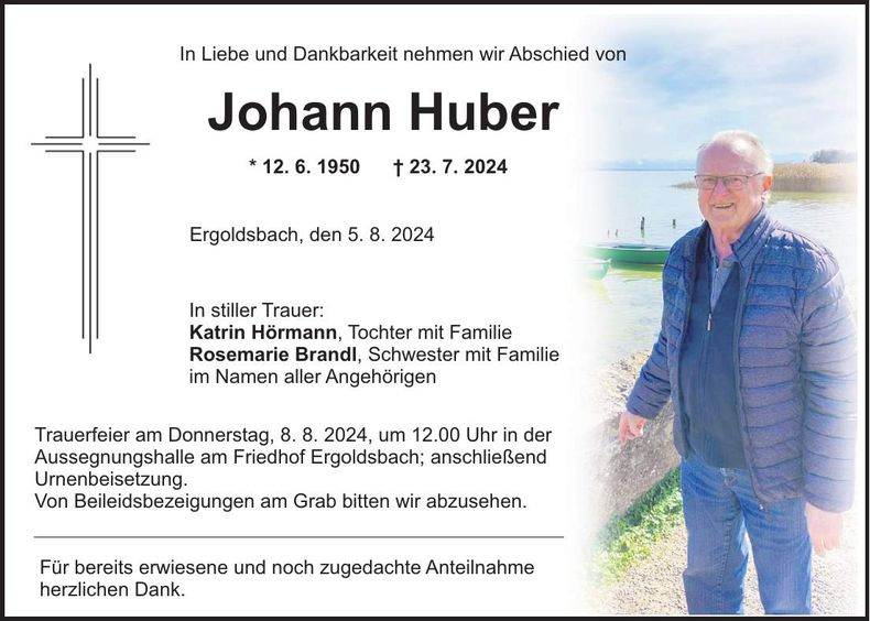 Traueranzeige Johann Huber