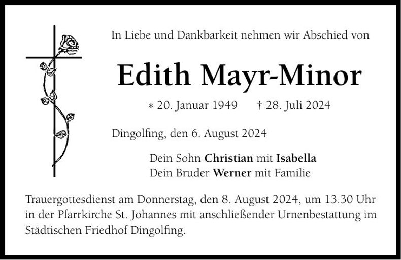 Traueranzeige Edith Mayr-Minor