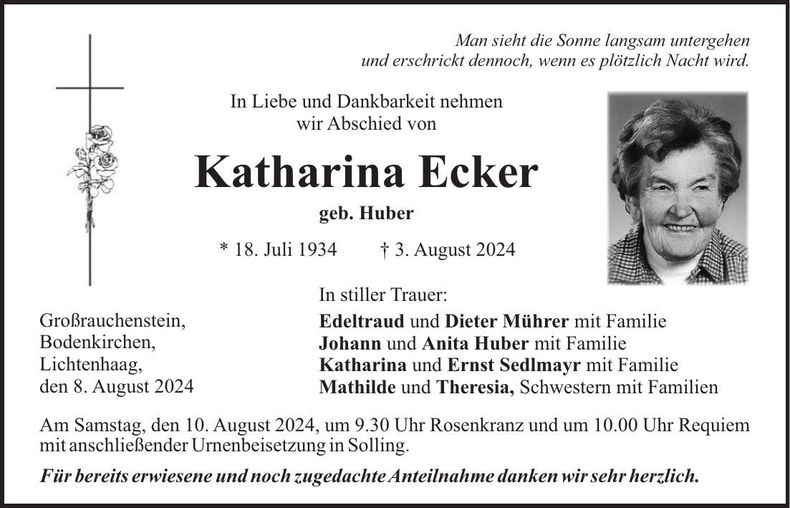 Traueranzeige Katharina Ecker