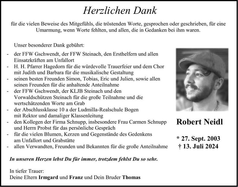 Traueranzeige Robert Neidl