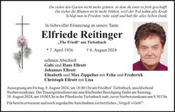 Traueranzeige Elfriede Reitinger