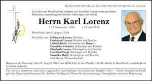 Traueranzeige Karl Lorenz