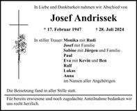 Traueranzeige Josef Andrissek