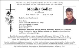Traueranzeige Monika Soller